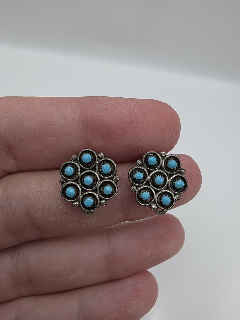 Native American Sterling Silver 925 Turquoise Earrings